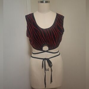 Red and Black Zebra Print Crop Tank Top Sz 4XL